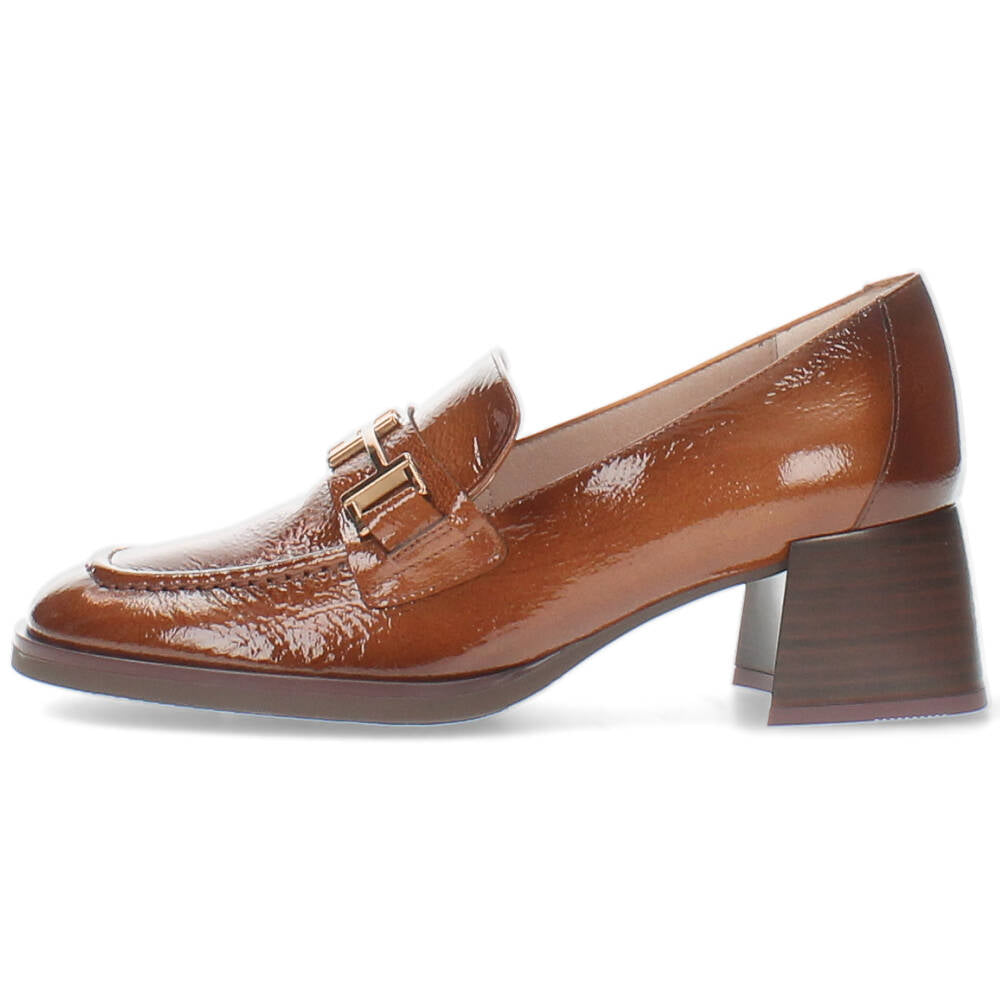 Cognac mocassins op hak