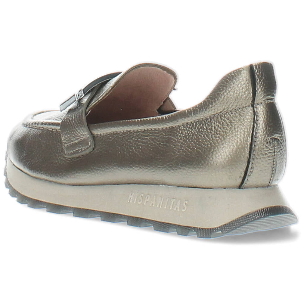 Metallic donkergrijze loafers