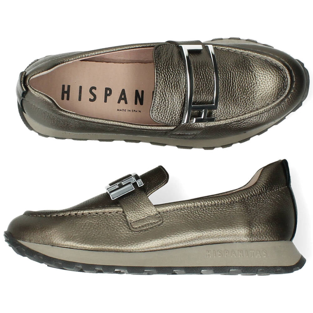 Metallic donkergrijze loafers