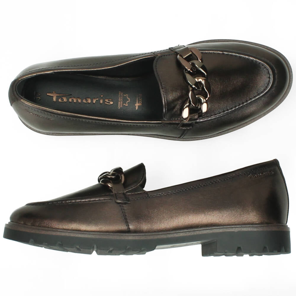 Bruine metallic mocassins
