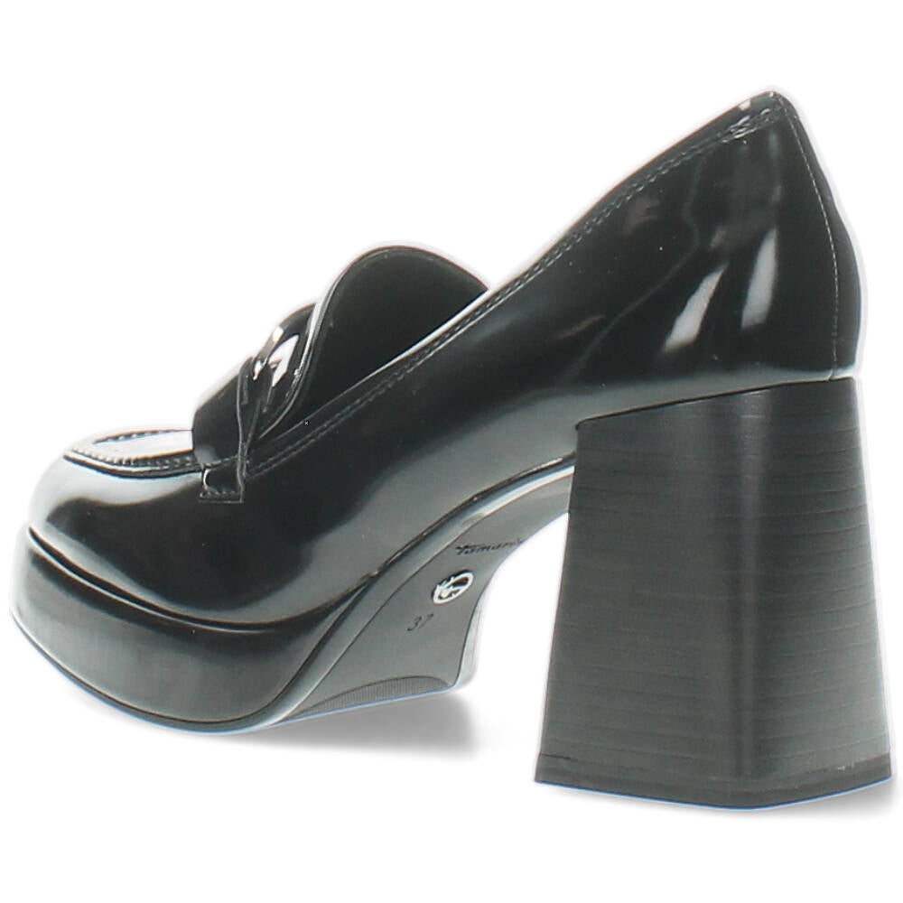 Zwarte mocassins op hak