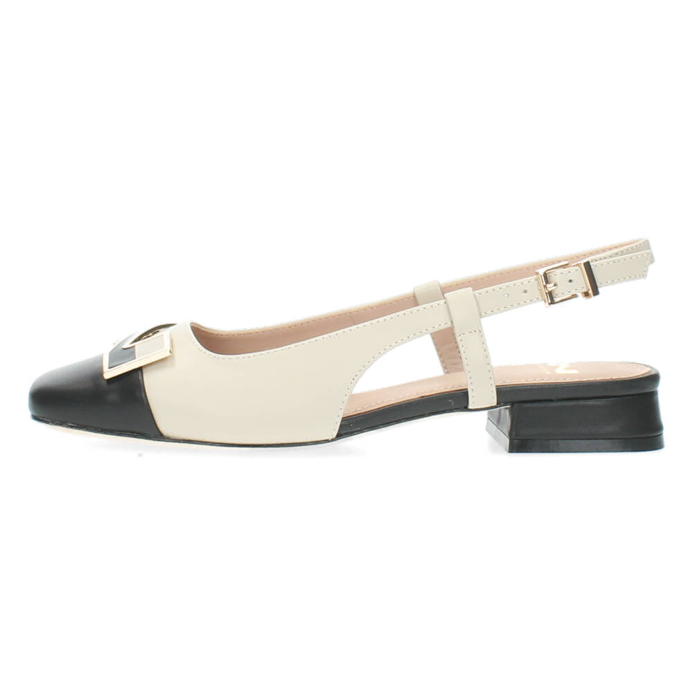 Beige/Zwarte slingbacks