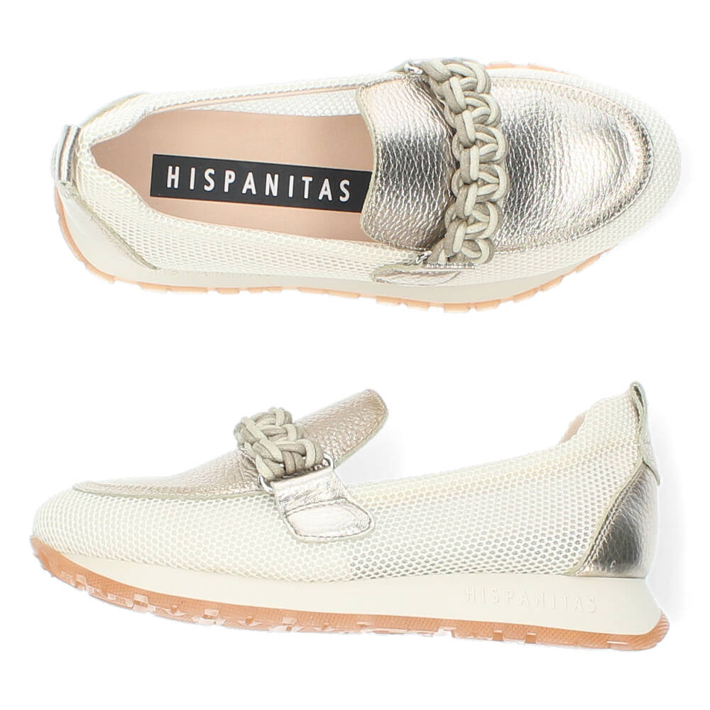 Beige/metallic sneakers