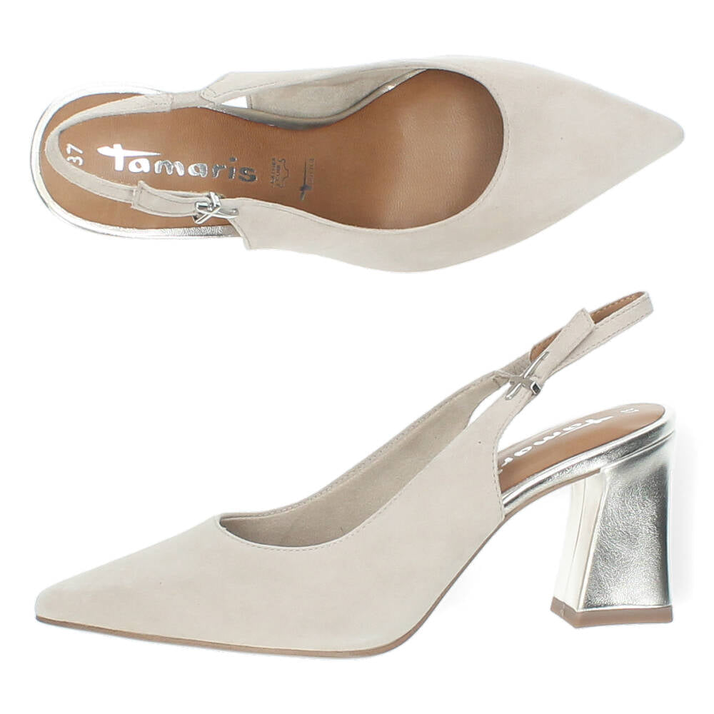 Grijs/beige slingbacks