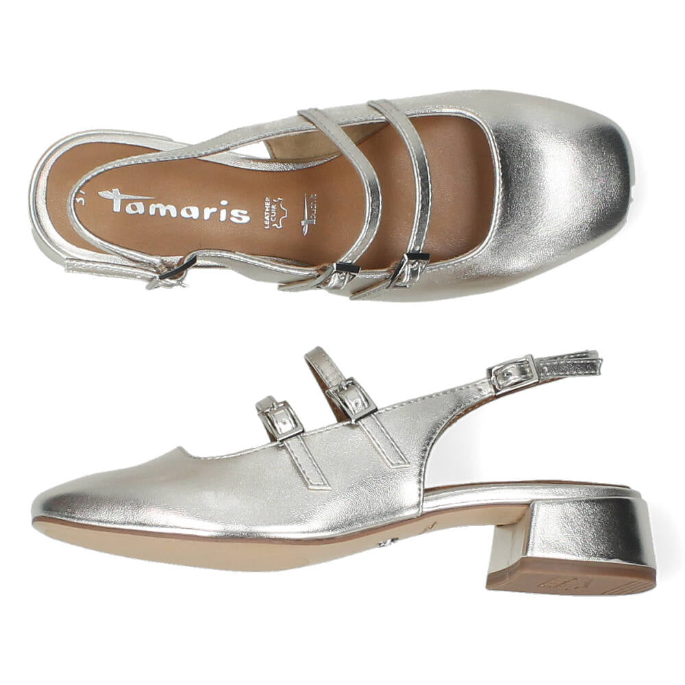 Zilveren slingbacks