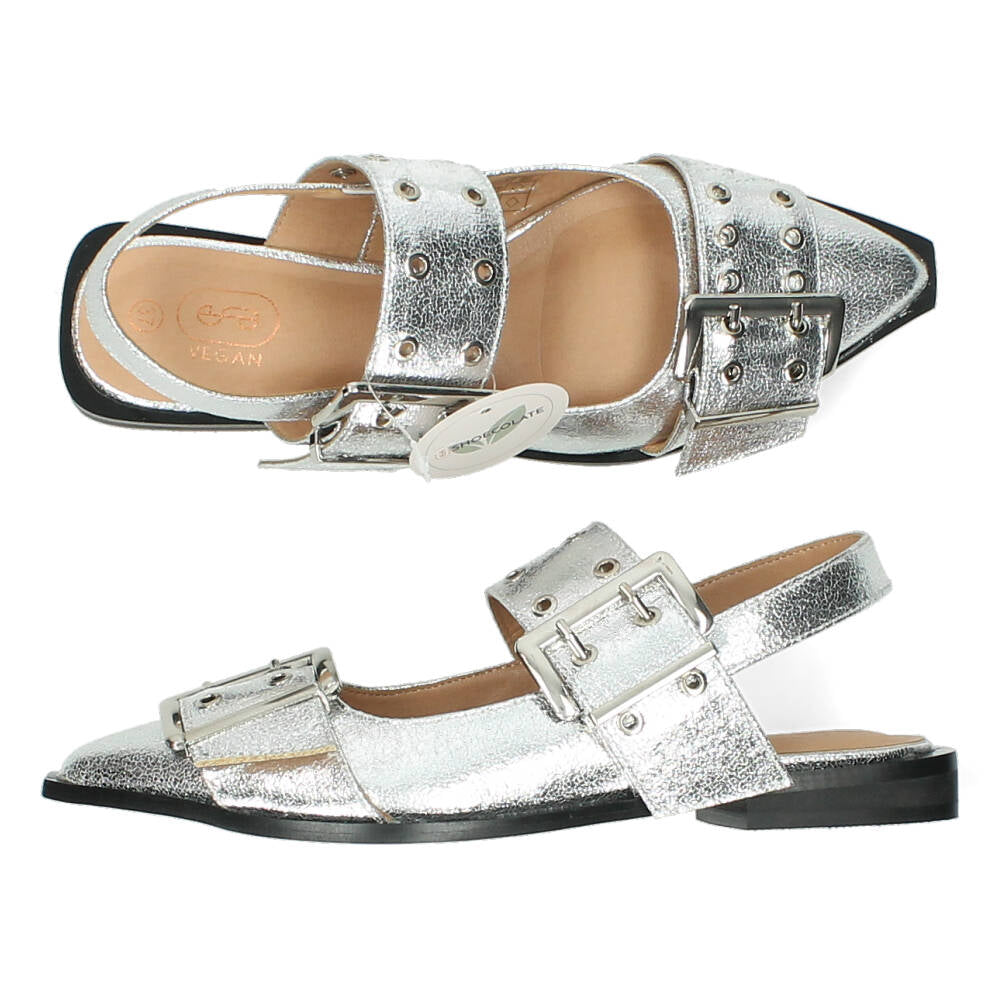 Zilveren slingbacks