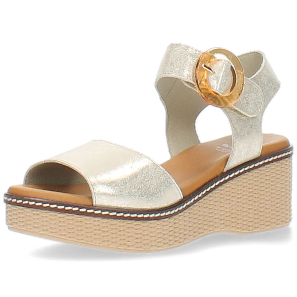 gouden sandaal op sleehak