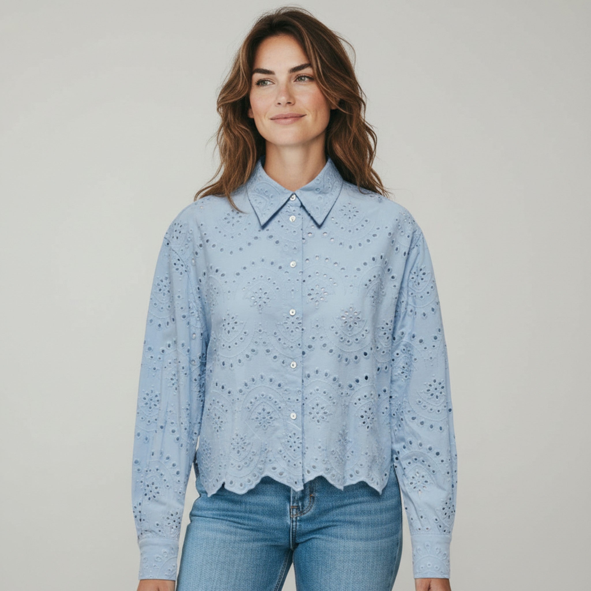 blauwe blouse