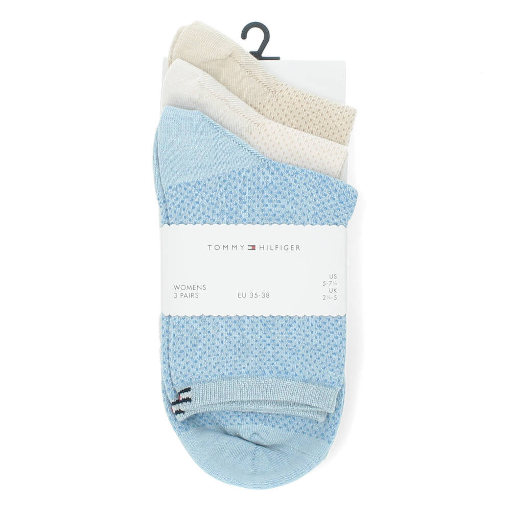 1 paar blauwe en 2 paar beige kousen lang