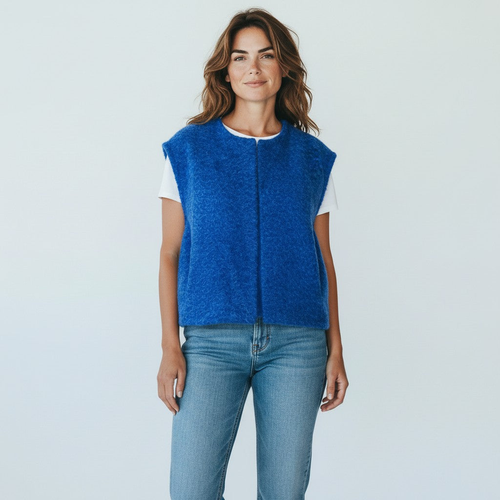 blauwe gilet