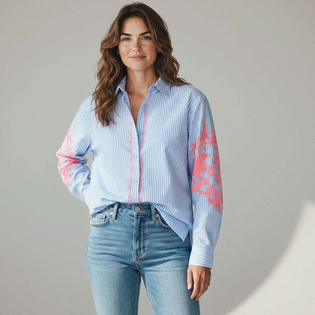 blauwe blouse