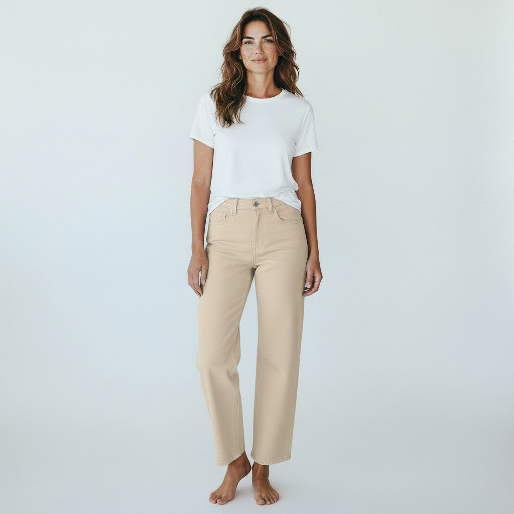 beige jeansbroek