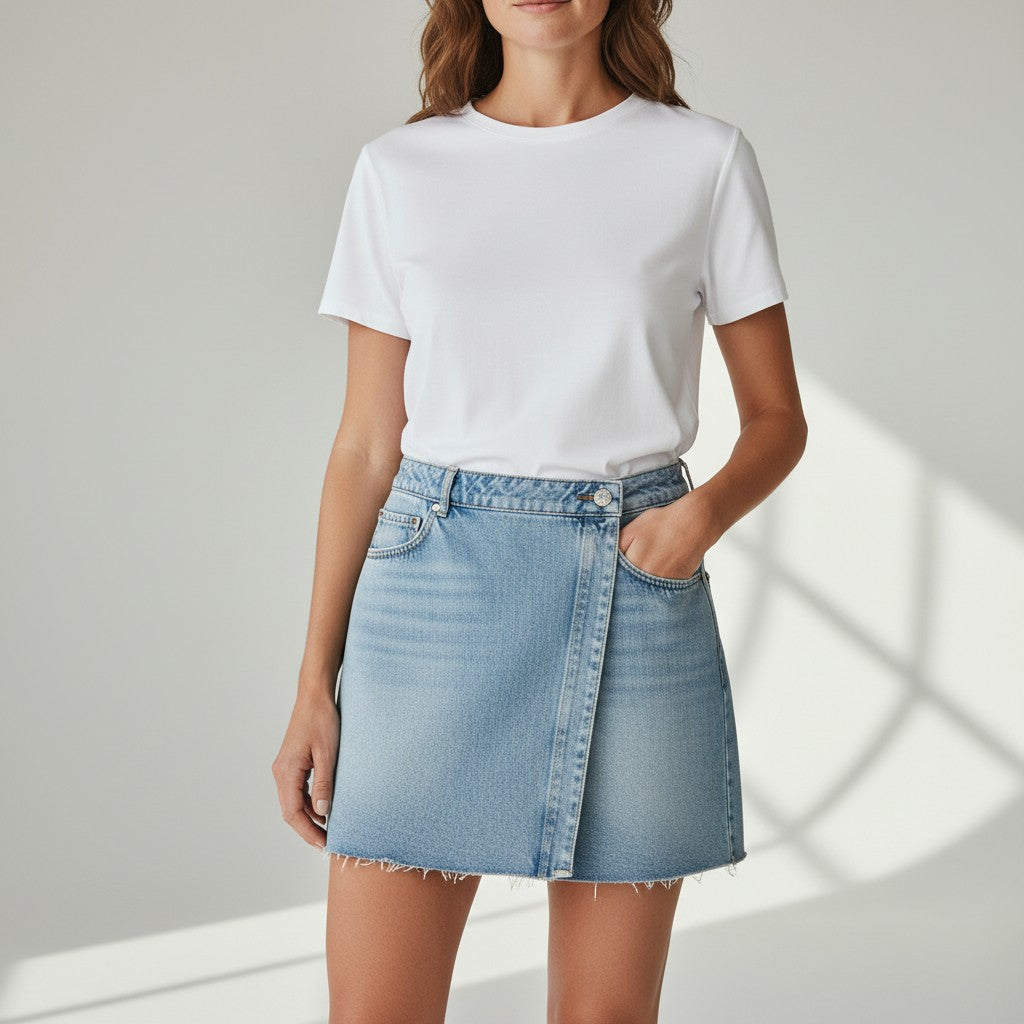 blauwe skort