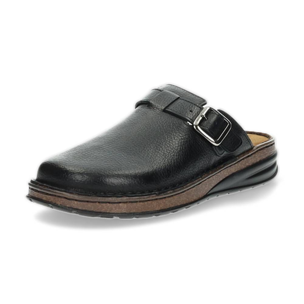 zwarte lederen pantoffel