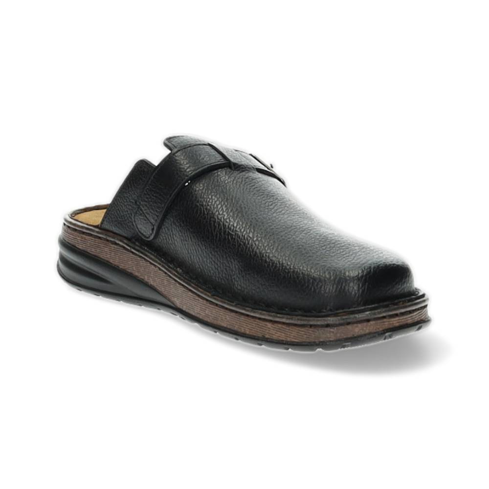 zwarte lederen pantoffel