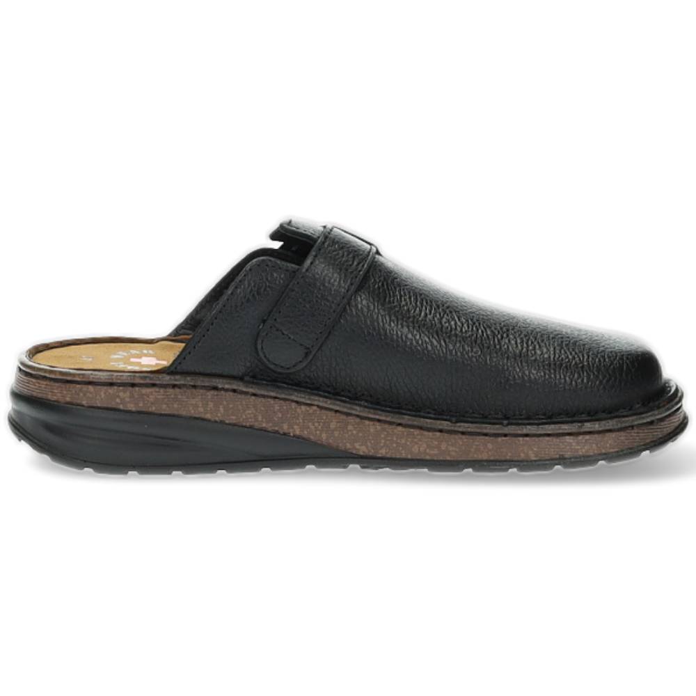 zwarte lederen pantoffel