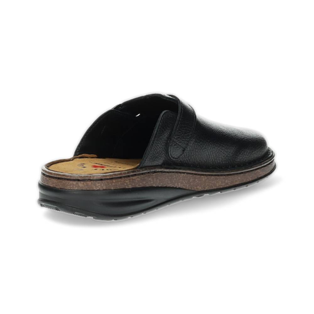 zwarte lederen pantoffel