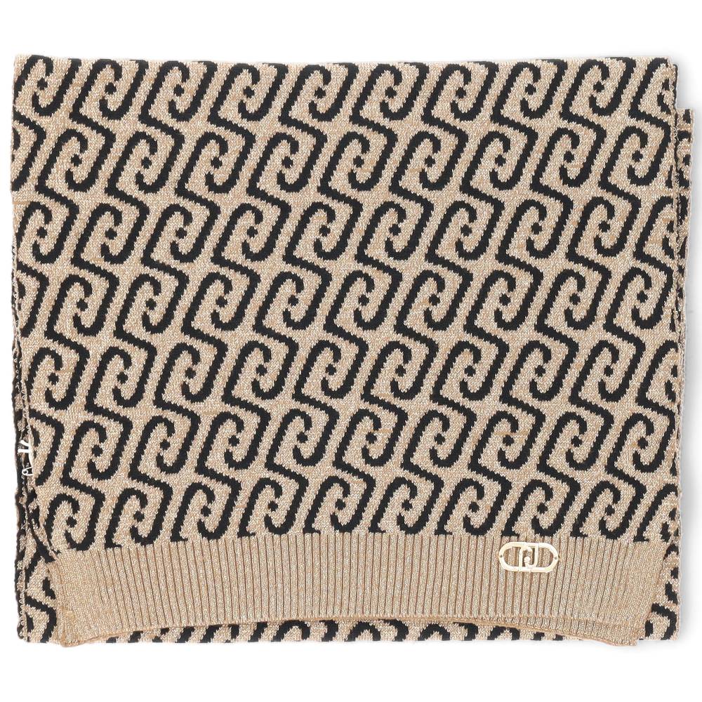 camel/zwarte sjaal met glitter