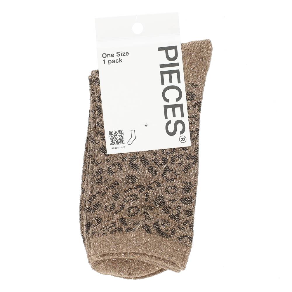 bruine glitterkousen met panterprint
