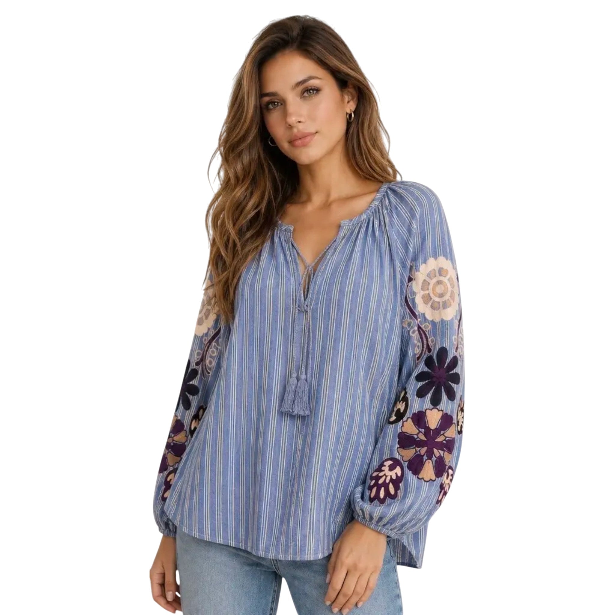 blauwe blouse