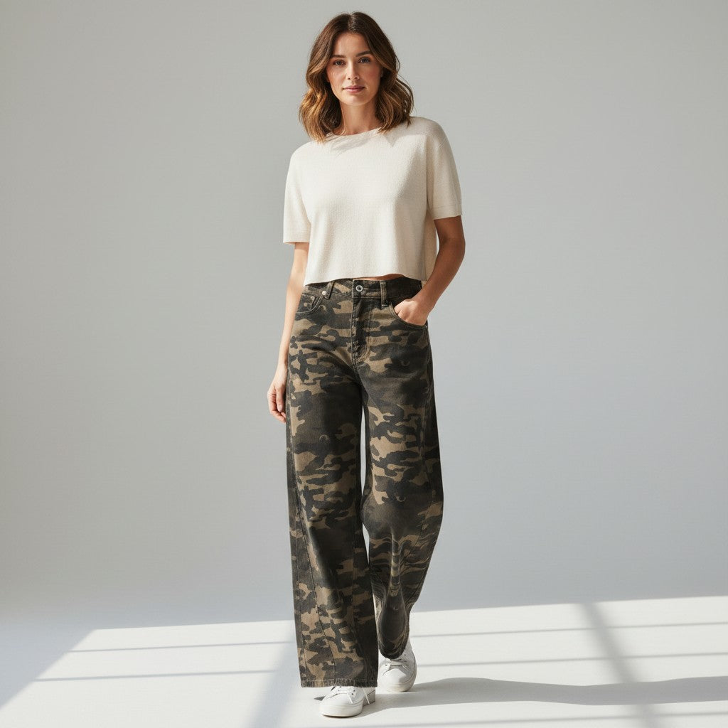 kaki jeansbroek