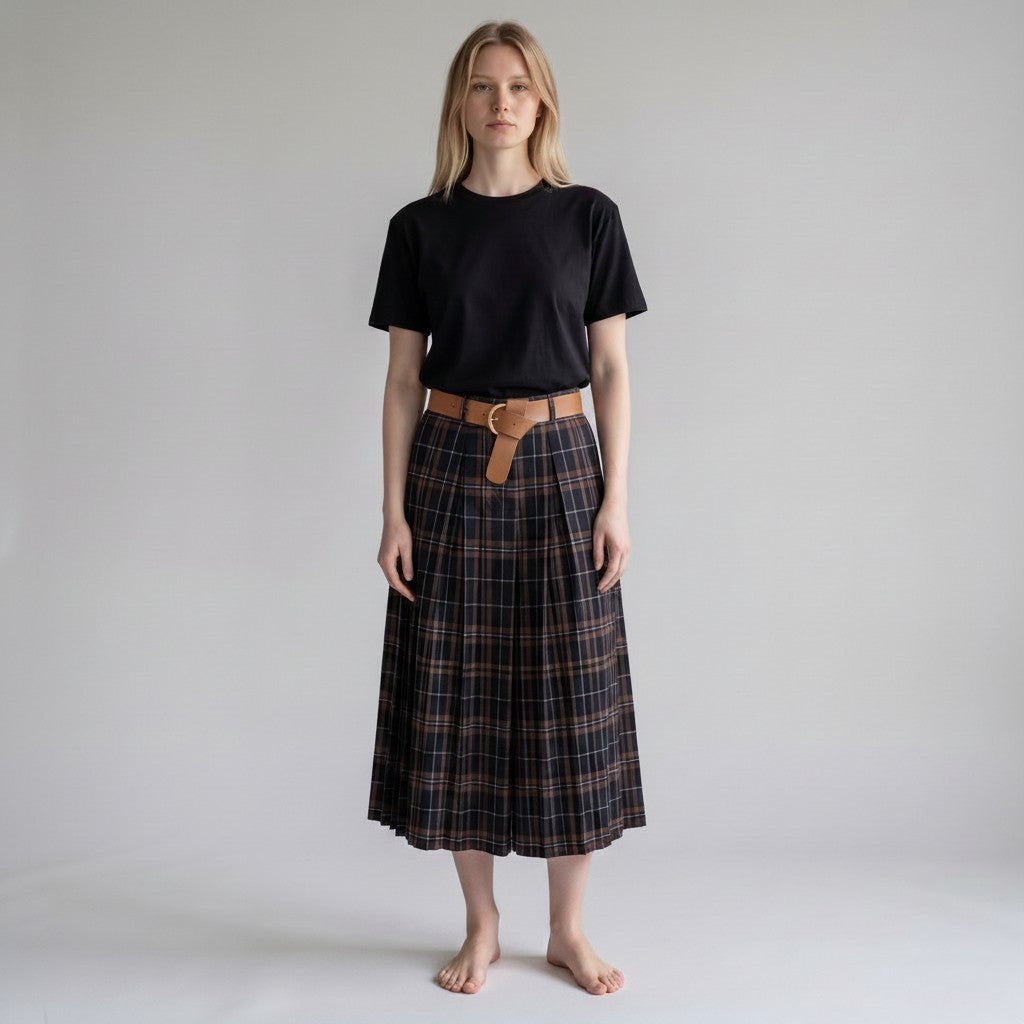 blauwe lange rok