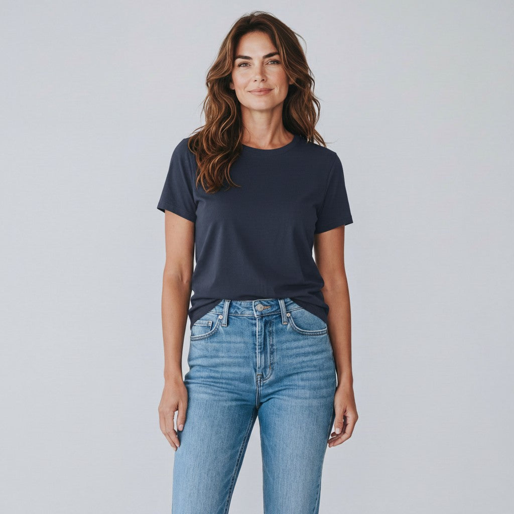blauwe t-shirt