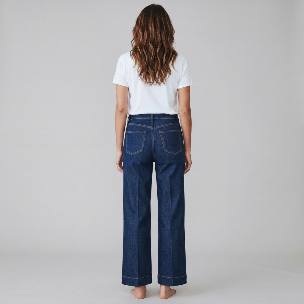 donkerblauwe jeansbroek
