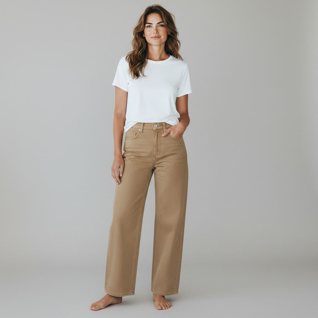 taupe jeansbroek
