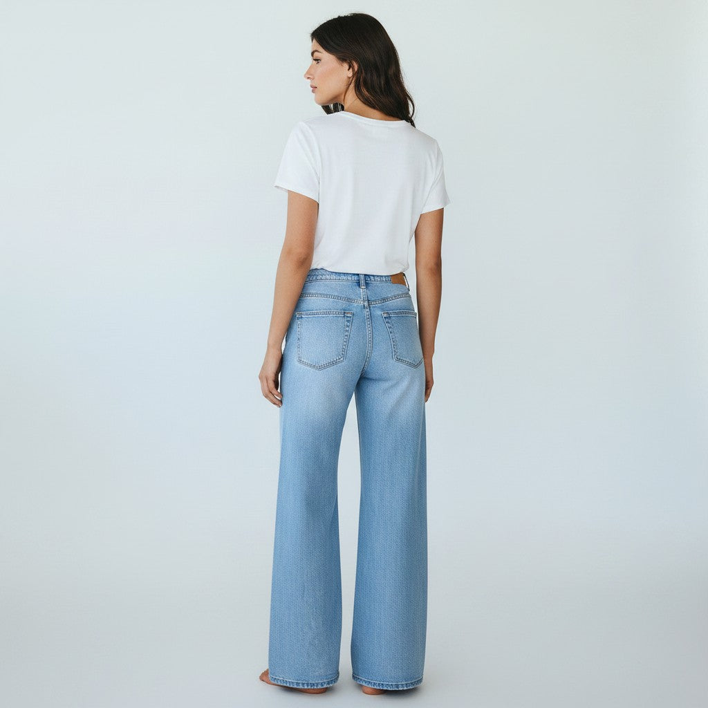 lichtblauwe jeansbroek