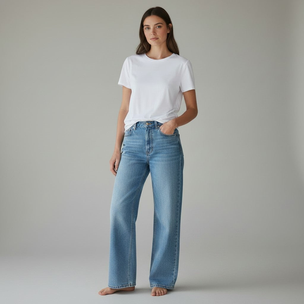 lichtblauwe jeansbroek