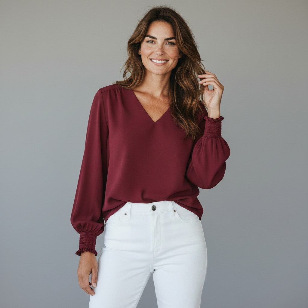 burgundy blouse
