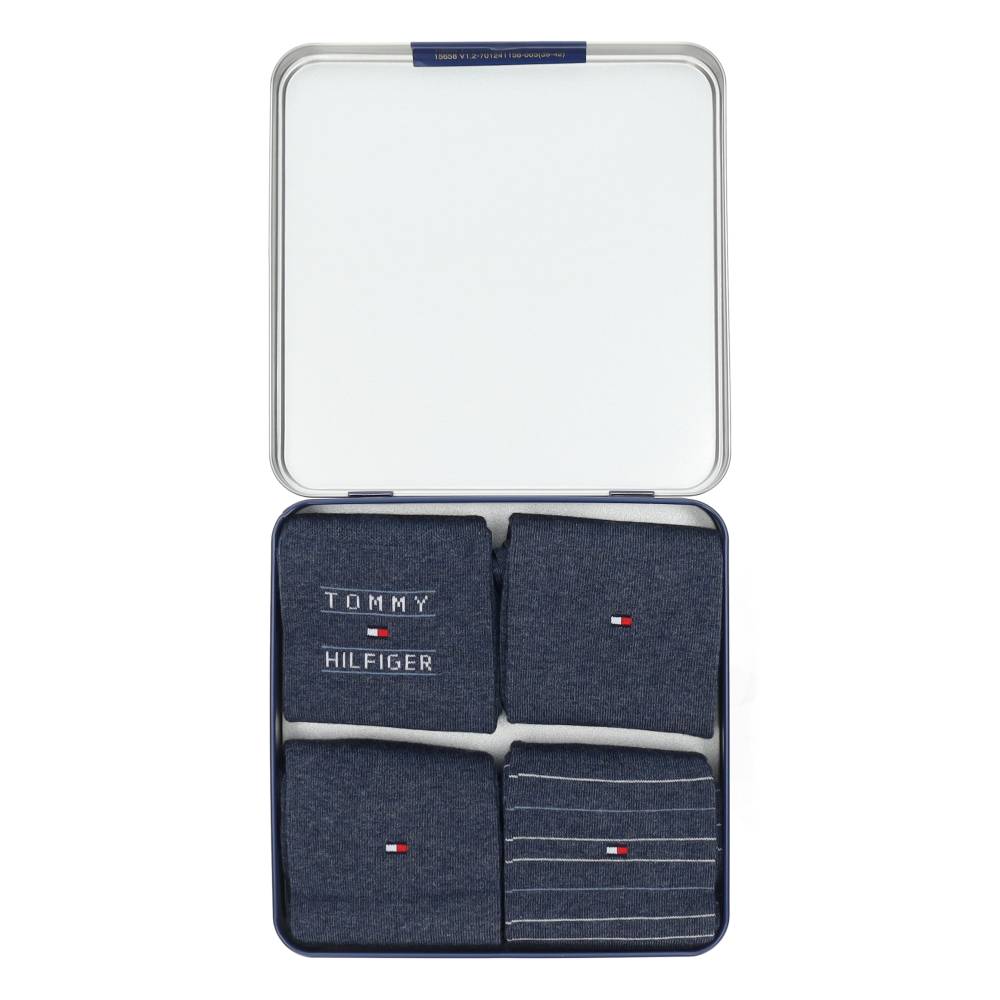 4 paar lange blauwe herenkousen in cadeauverpakking