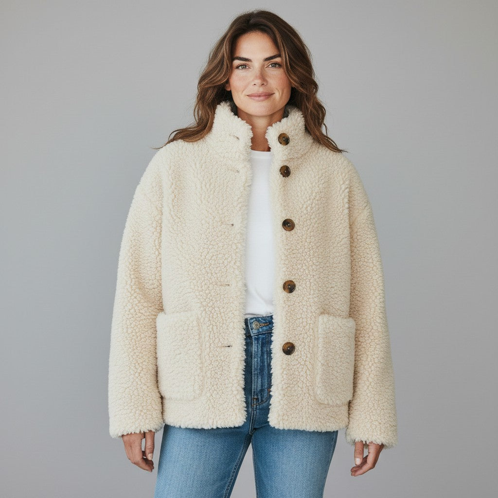 beige lange teddyjas