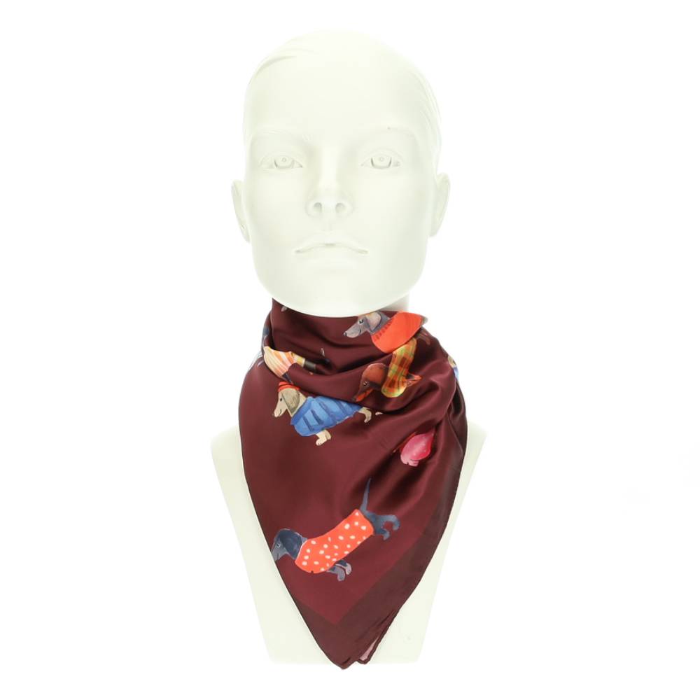 burgundy sjaal met hondjes