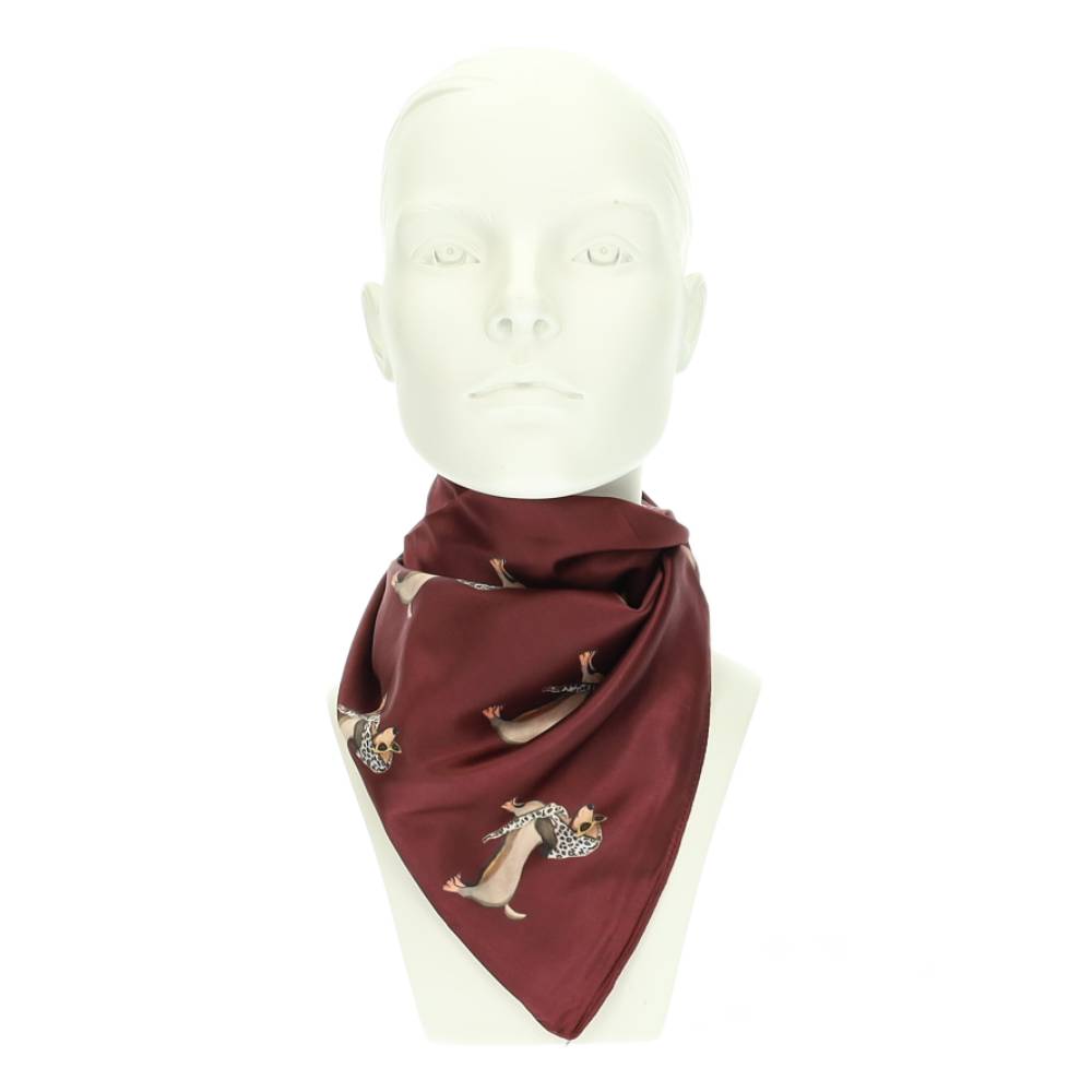 burgundy sjaal met hondjes