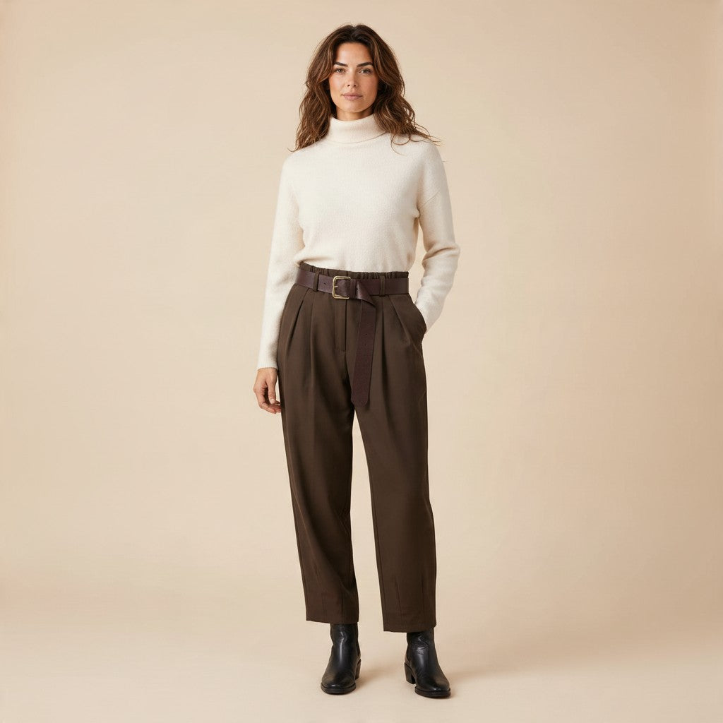 bruine lange geklede broek