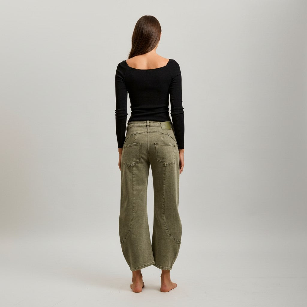 kaki jeansbroek