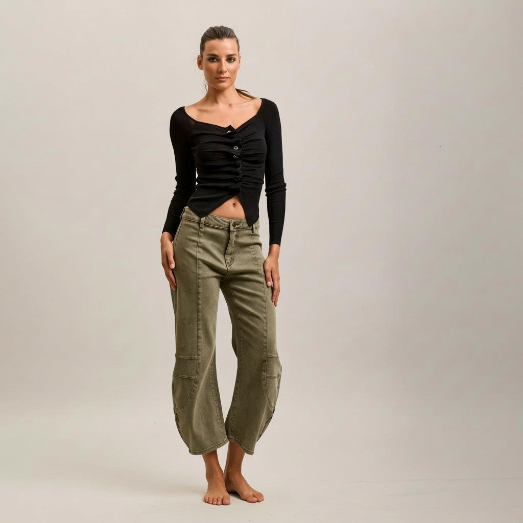 kaki jeansbroek