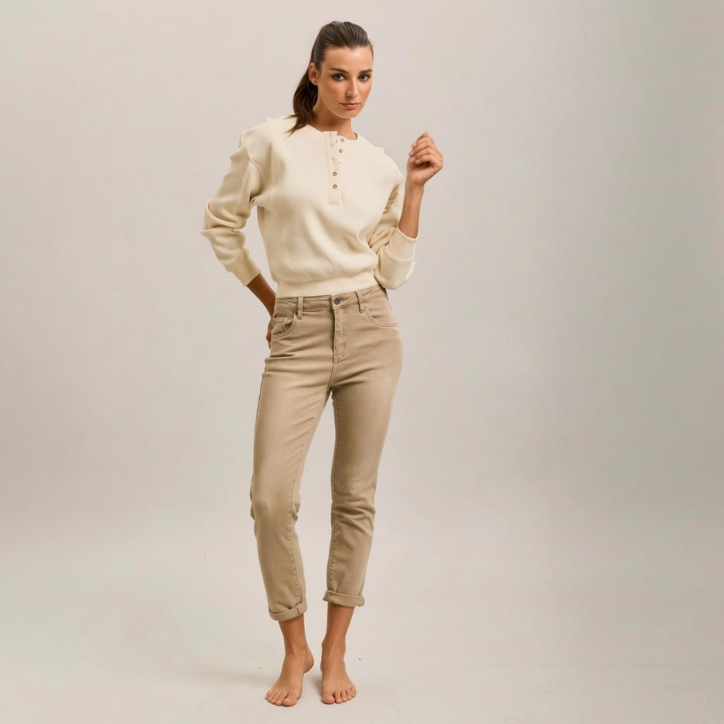 beige jeansbroek