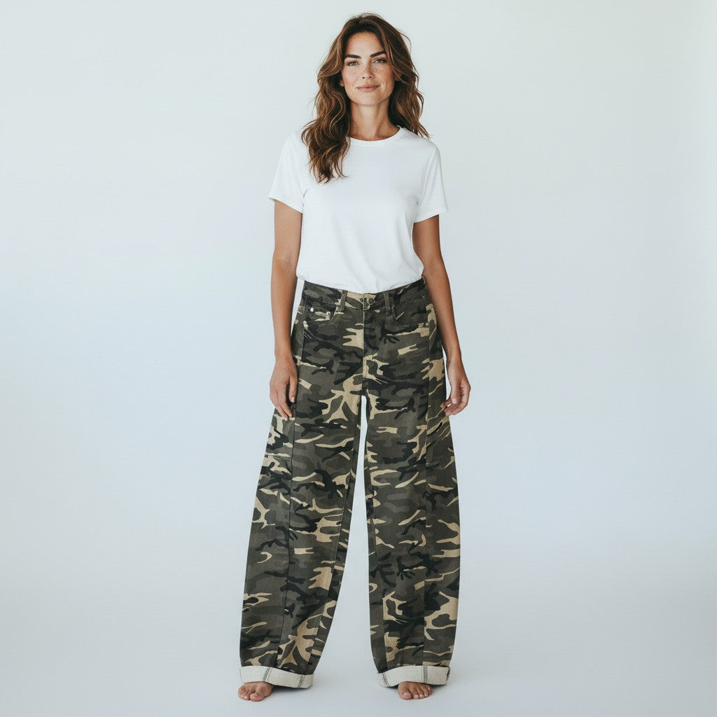 kaki jeansbroek met legerprint