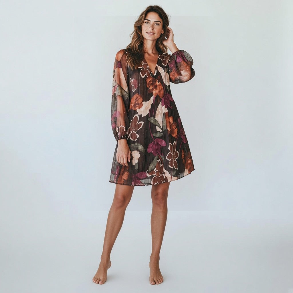 bruin bloemenkleed