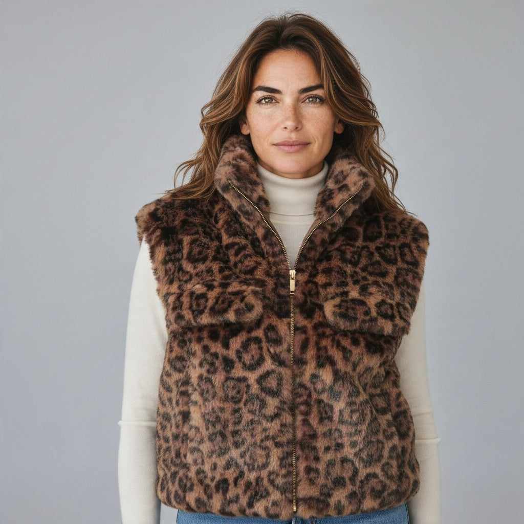 luipaardprint bodywarmer