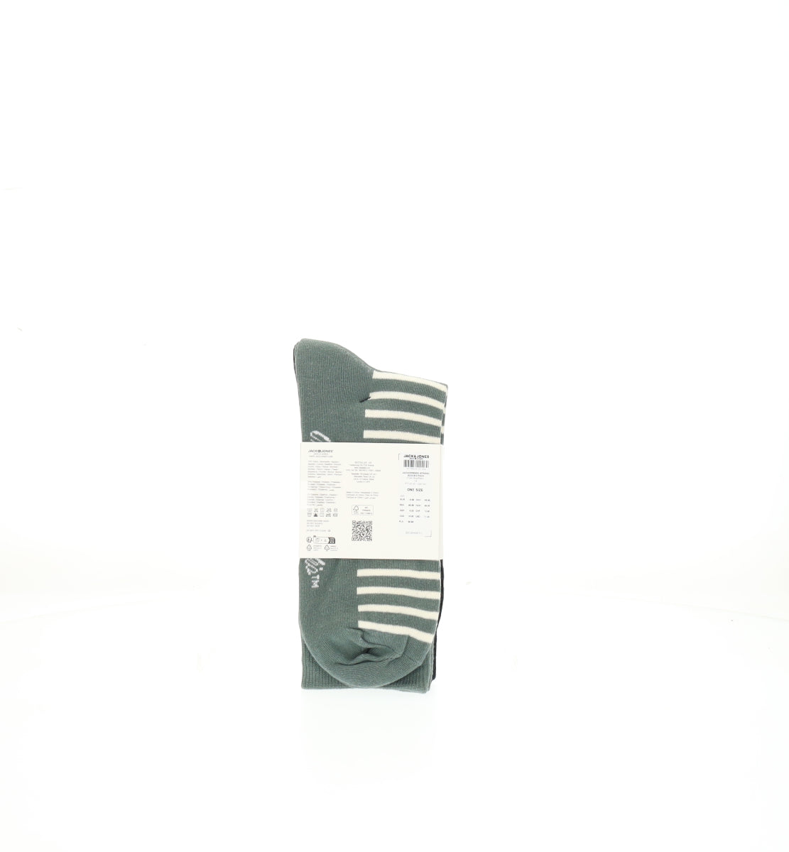 3pak lange kousen in blauw, zwart, groen met beige strepen