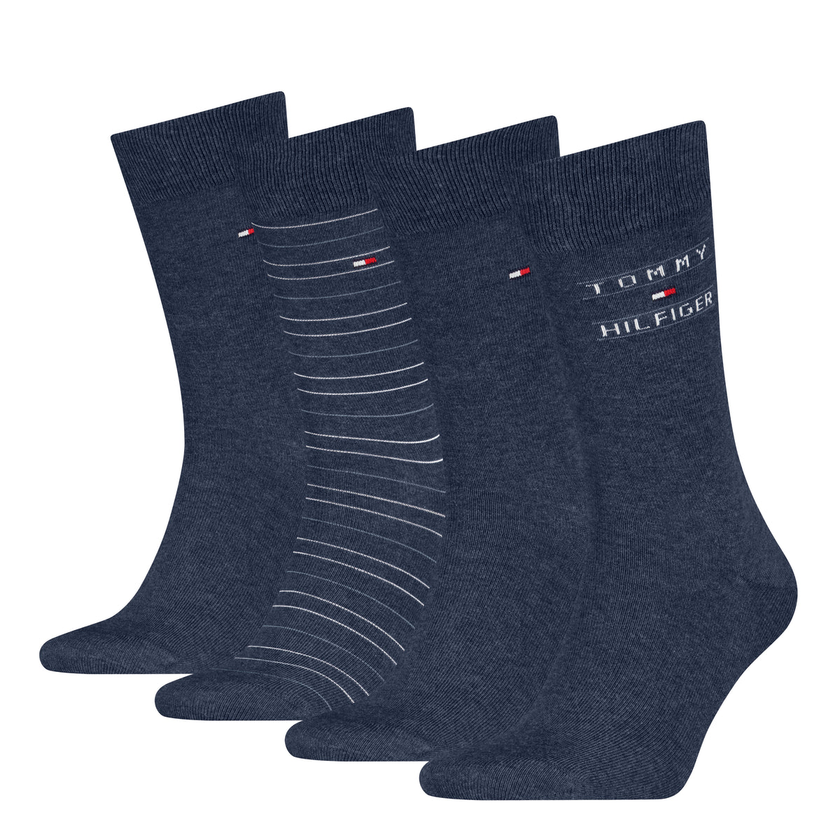 4 paar lange blauwe herenkousen in cadeauverpakking