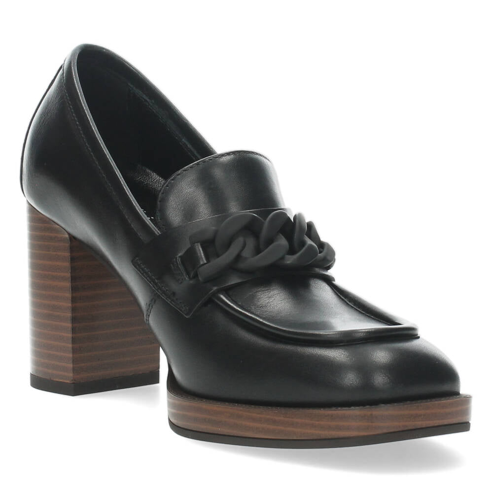 Zwarte mocassins op hak