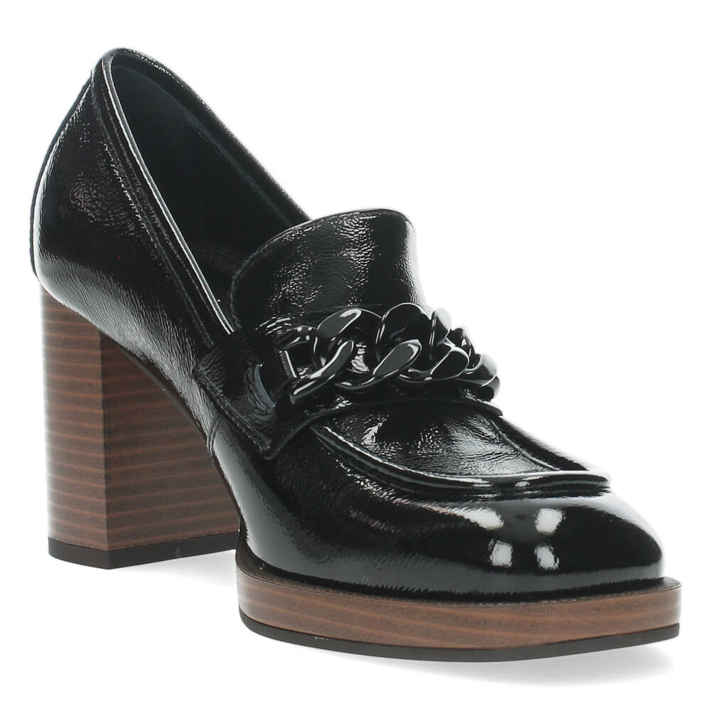 Zwarte mocassins met hak