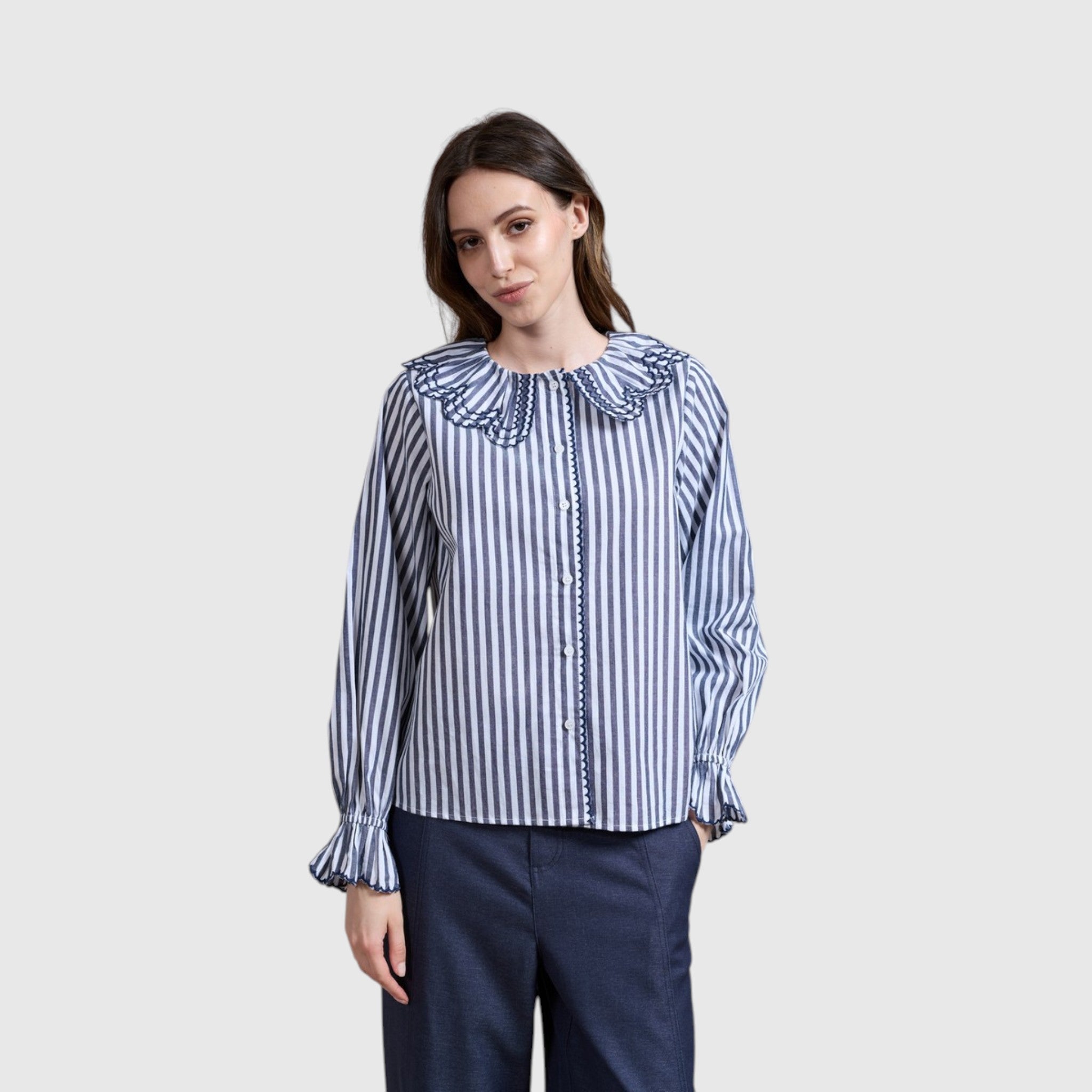 blauwe blouse