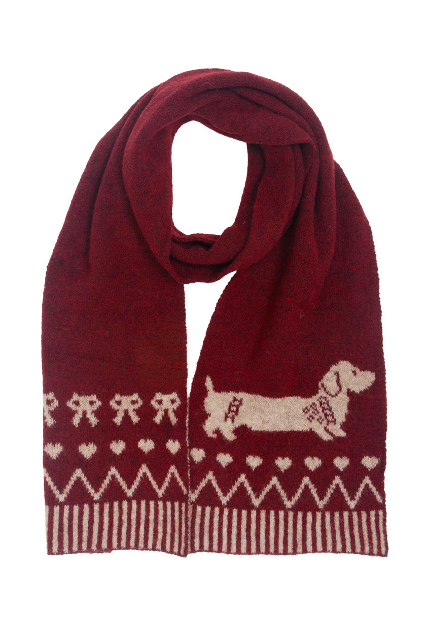burgundy sjaal met hondje