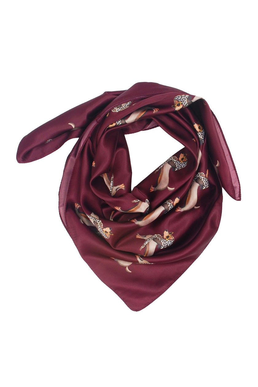 burgundy sjaal met hondjes
